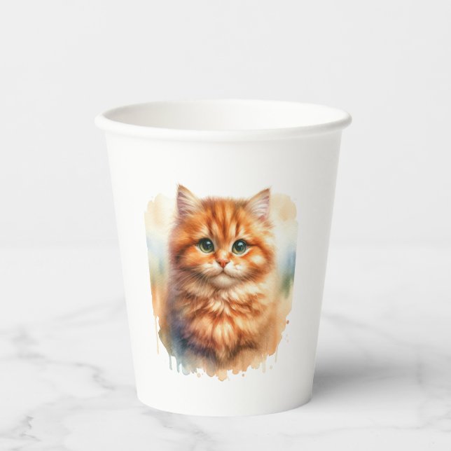 Cute Ginger Tabby Cat  Classic T-Shirt Paper Cups (Front)