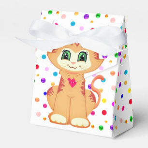 Cute Ginger Tabby Kitty Cat & Confetti Thank You Favour Box