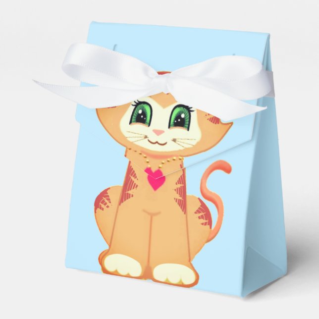 Cute Ginger Tabby Kitty Cat Thank You Favour Box (Front Side)