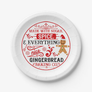 Cute gingerbread baking company paper plate