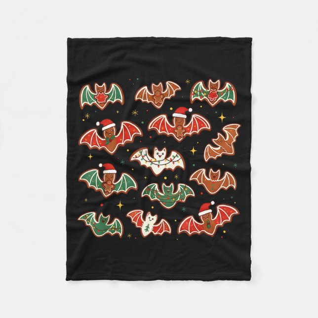Cute Gingerbread Bats Soky Christmas Cookie Merry  Fleece Blanket (Front)