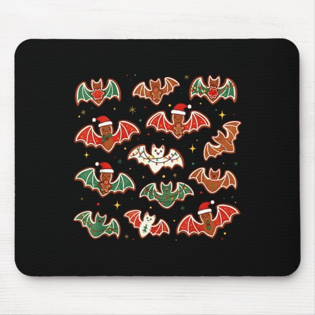 Cute Gingerbread Bats Soky Christmas Cookie Merry  Mouse Mat (Front)