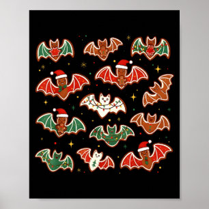 Cute Gingerbread Bats Soky Christmas Cookie Merry Poster