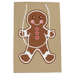 Cute Gingerbread Boy Christmas Gift Bag