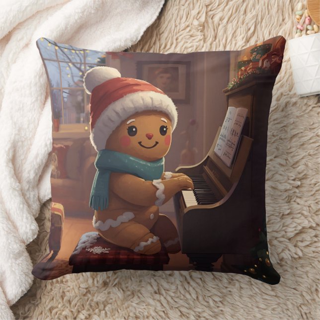 cute gingerbread boy Christmas holidayThrow Pillow (Blanket)