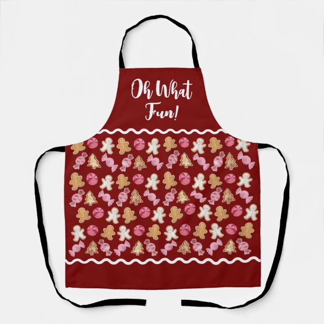 Cute Gingerbread Candy Cane Holiday Baking Apron (Front)