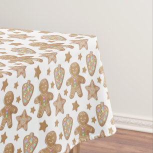 Cute Gingerbread Christmas Cookie Pattern Tablecloth