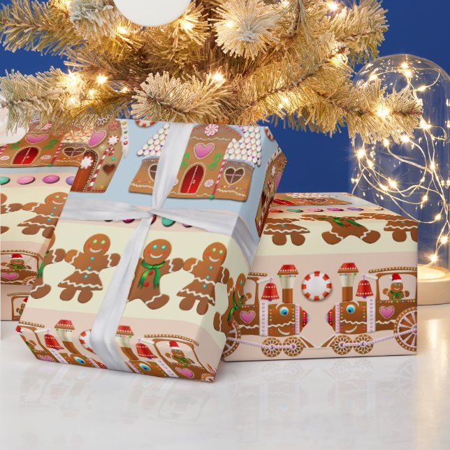 Cute Gingerbread Christmas Cookies Wrapping Paper (Holidays)