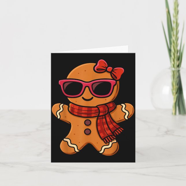 Cute Gingerbread Christmas For Women Girls Xmas  Card (Front)