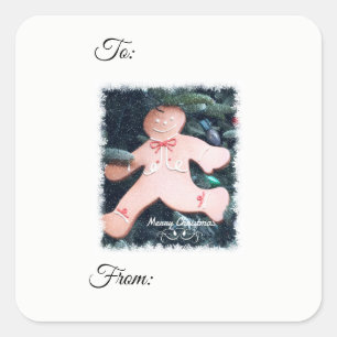 Cute Gingerbread Christmas Gift Tag Sticker