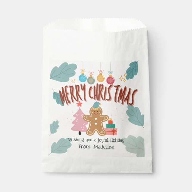 Cute gingerbread christmas holiday Stickers Favour Bags (Front)