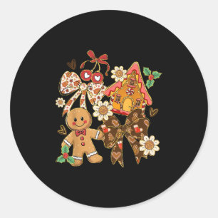 Cute Gingerbread Christmas Preppy Coquette Holiday Classic Round Sticker