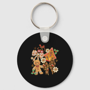Cute Gingerbread Christmas Preppy Coquette Holiday Key Ring