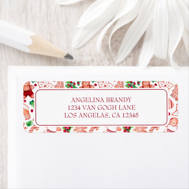 Cute Gingerbread Christmas Return Address (Insitu)