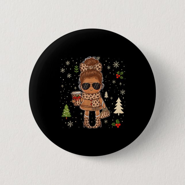 Cute Gingerbread Christmas Snow Xmas For Men Women 6 Cm Round Badge (Front)