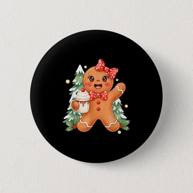 Cute Gingerbread Christmas Snow Xmas For Men Women 6 Cm Round Badge (Front)