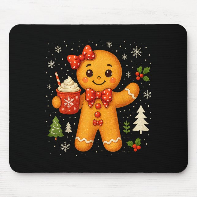 Cute Gingerbread Christmas Snow Xmas For Men Women Mouse Mat (Front)