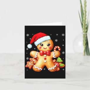 Cute Gingerbread Christmas Snow Xmas For Women Kid Card