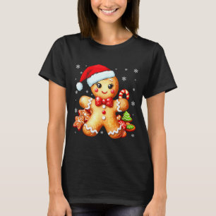 Cute Gingerbread Christmas Snow Xmas For Women Kid T-Shirt