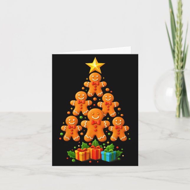 Cute Gingerbread Christmas Tree Holiday Funny Xmas Card (Front)