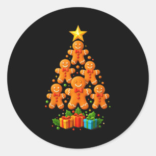 Cute Gingerbread Christmas Tree Holiday Funny Xmas Classic Round Sticker
