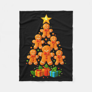 Cute Gingerbread Christmas Tree Holiday Funny Xmas Fleece Blanket