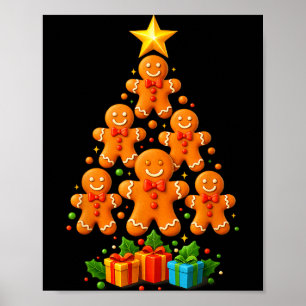 Cute Gingerbread Christmas Tree Holiday Funny Xmas Poster