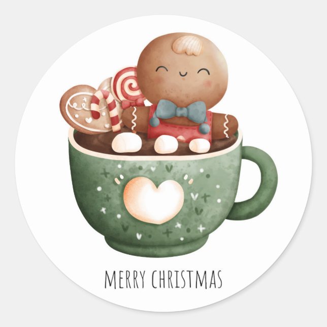 Cute Gingerbread  Classic Round Sticker (Front)
