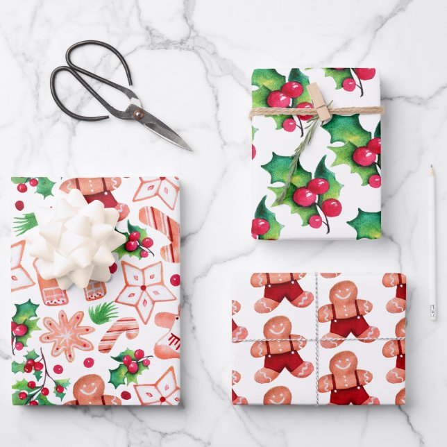 Cute Gingerbread Cookie Christmas Baby Shower Wrapping Paper Sheet (Front)