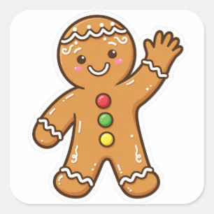 Cute Gingerbread Cookie Christmas Sticker