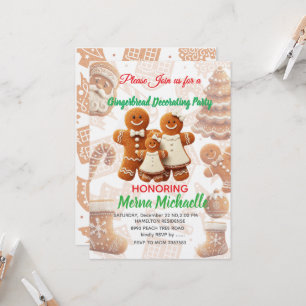 Cute Gingerbread Cookie Decorating Party Invitation