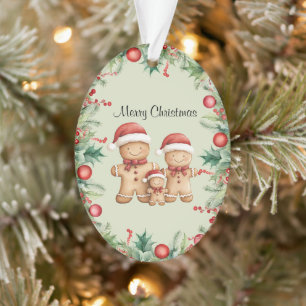 Cute Gingerbread Cookie Family Christmas Ornament