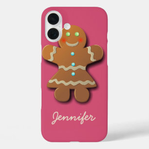 Cute Gingerbread Cookie In Party Dress iPhone 16 Plus Case