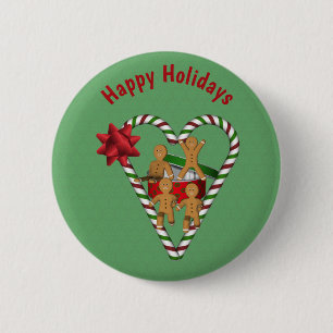 Cute Gingerbread Cookie Men Christmas Holiday 6 Cm Round Badge