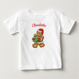 Cute Gingerbread Cookie personalised name Baby T-Shirt