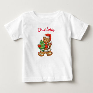 Cute Gingerbread Cookie personalised name Baby T-Shirt