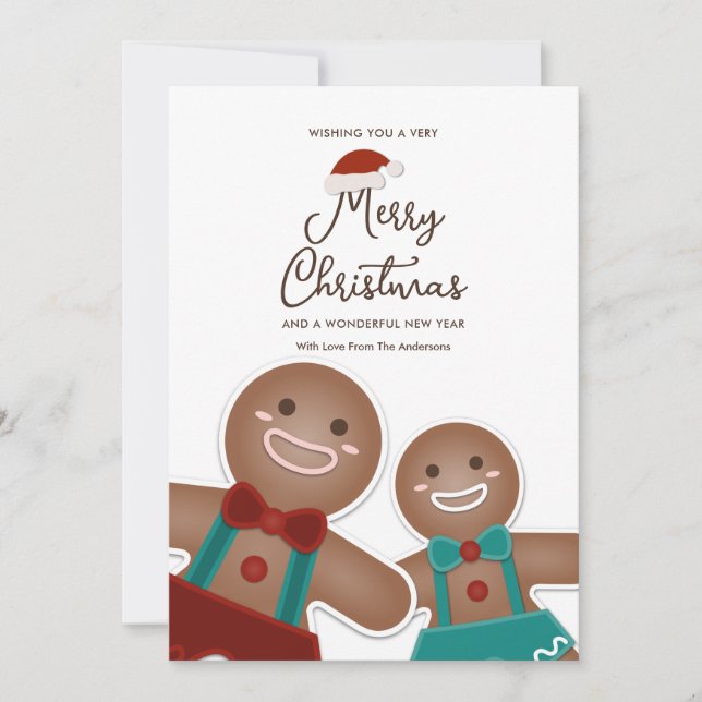 Cute Gingerbread Cookies Buddies Merry Christmas Holiday Card (Front)