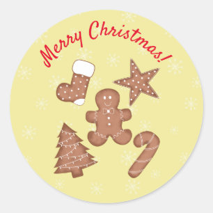 Cute Gingerbread cookies custom text Classic Round Sticker