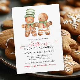 Cute Gingerbread Couple Cookie Exchange Party Invitation