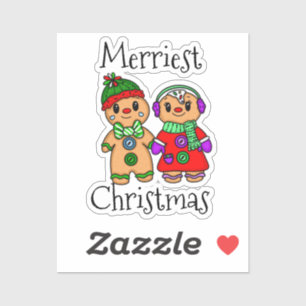 Cute Gingerbread Couple Holding Hands Christmas  