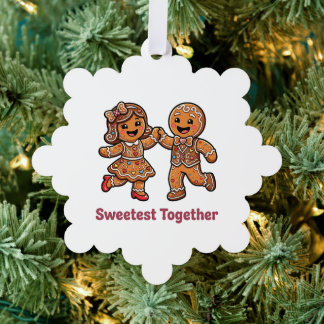 Cute Gingerbread Couple Sweetest Together Christma Tree Decoration Card