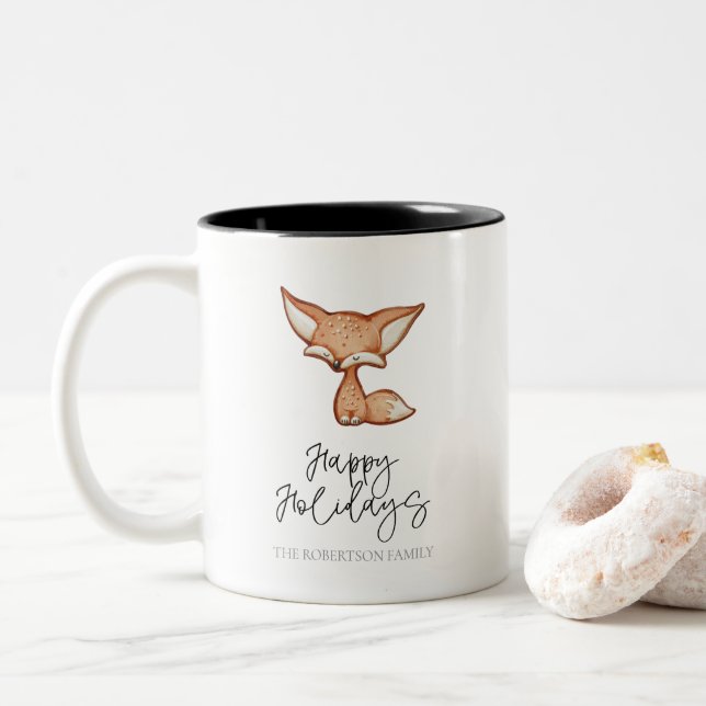 Cute Gingerbread Fox Holiday Mug (With Donut)