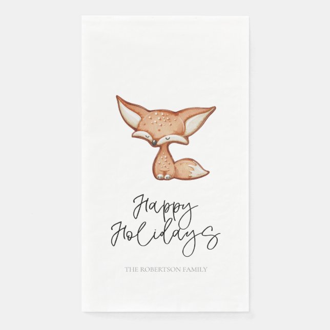 Cute Gingerbread Fox Holiday Napkin (Front)