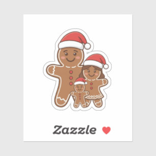 Cute Gingerbread Friends Family with Santa Hats