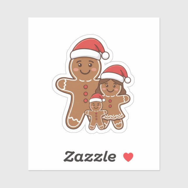 Cute Gingerbread Friends Family with Santa Hats  (Sheet)