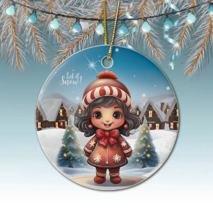Cute Gingerbread Girl Character Holiday Season 🎄 Ceramic Tree Decoration