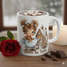 Cute Gingerbread Girl in Teacup Christmas