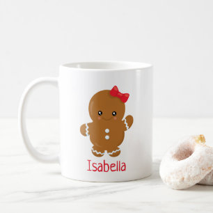 Cute Gingerbread Girl Personalised Christmas Mug