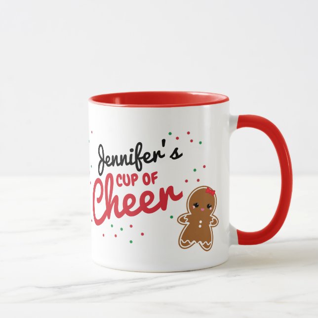 cute GINGERBREAD GIRL personalised christmas mug (Right)