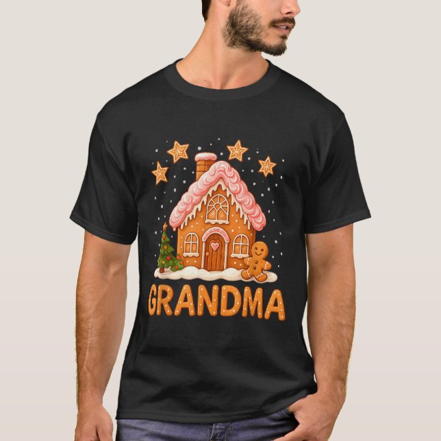 Cute Gingerbread Grandma Merry Christmas Funny  T-Shirt (Front)